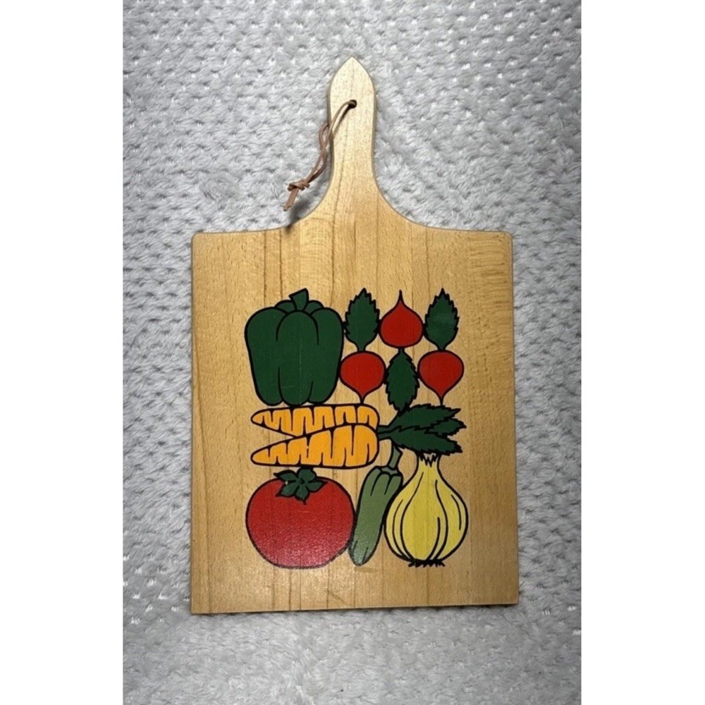 Nevco Hand Painted Wood Cutting Board Grandma 16x9 Vtg Decor Vegetables